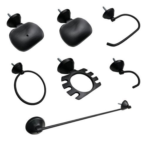 Set Kit Juego Accesorios Baño 6 Piezas Metal Negro