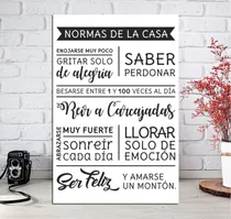 Comprar Cuadro 60x90cm Normas Casa Hogar Perdonar Reir Alegria