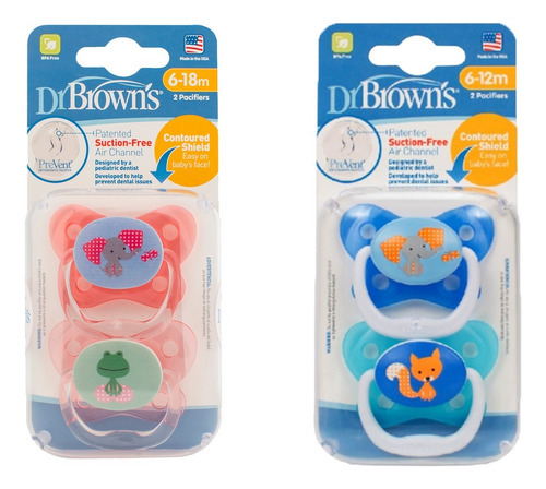 Dr. Brown's : Set De 2 Chupetes Etapa 2 - 6-12m En Blíster Color Rosa