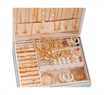 Comprar Conjunto De Caravanas Aretes Anillos Cadenas Doradas - Otec