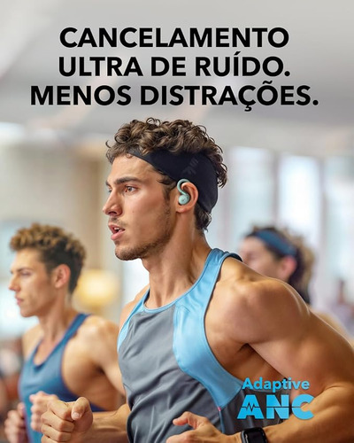 Fone de Ouvido Sem Fio para Treinos Soundcore by Anker X20 ANC adaptativo 3.0,Ganchos Ajustáveis Graves Intensos IP68 À Prova de Suor e Poeira 50H de Reprodução Fones para Academia