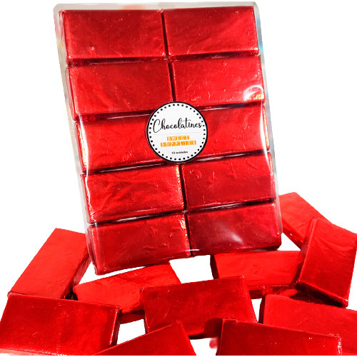 10 Chocolatines Lingote Rojo Souvenir Candy Bar