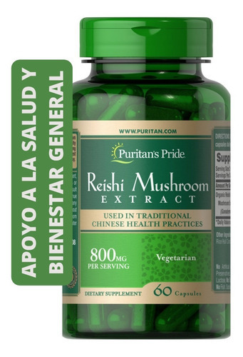 Suplemento en cápsula Puritan's Pride  Premium Reishi Mushroom Extract 800 mg vitaminas en bote de plástico de 30g 60 un