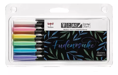 Rotuladores Tombow Fudenosuke Pastel X6 Lettering Caligrafía