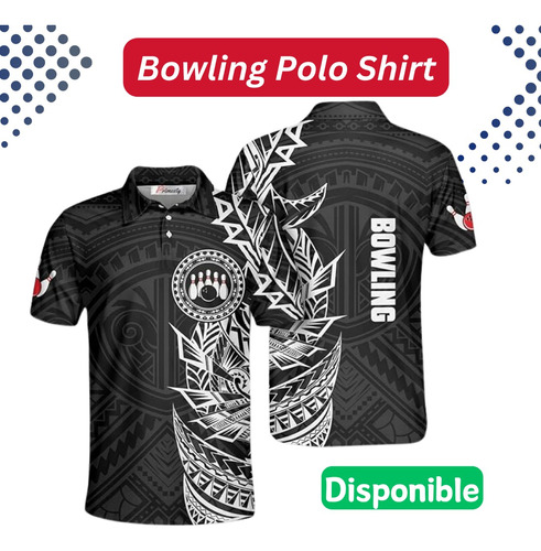 Bowling Polo Shirt Camiseta Bolos Boliche, Talla L