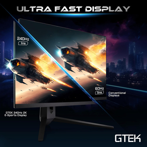 Monitor De Juego Gtek 240hz 2k, Pantalla De 27 Pulgadas Wqhd