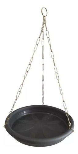 1 Prato Preto 20cm P/ Xaxins Samambaias Com Corrente 54cm