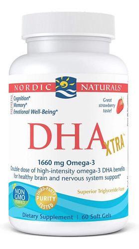 Dha Xtra 1.660 Mg - 60 Softgels - Nordic Naturals Sabor Frutilla