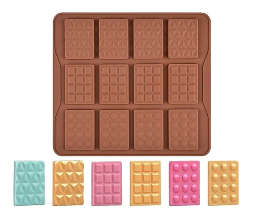 Molde Silicona X12 Chocolatin Mini Tableta Clasica Choco Hdr