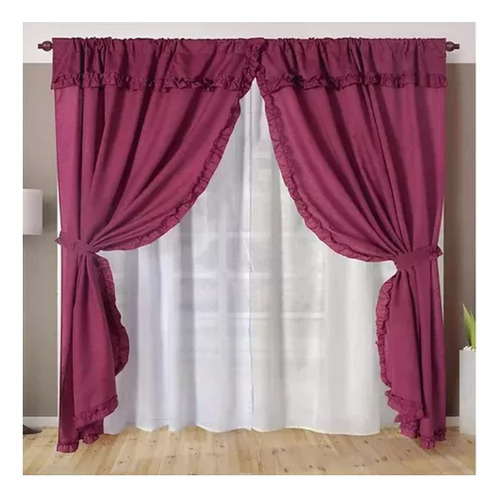 Cortinas Ambiente Romantica Volados 2 Paños Dobles Excelente