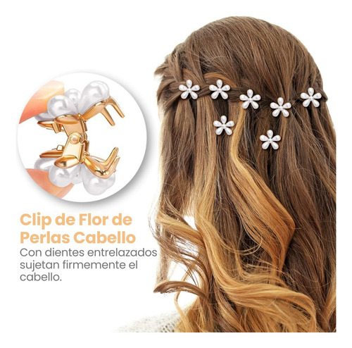 Ruiyue 10 Pinzas Cabello Accesorio Broche Flor De Perlas