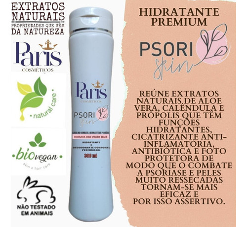 Crema para psoriasis para piel irritada, roja y con picazón. Código: 52 Tipo de embalaje: Botella de 300 ml