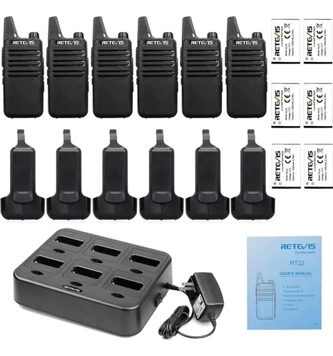 Walkie Talkies Retevis Rt22 Recargables 6 Paquete Manos