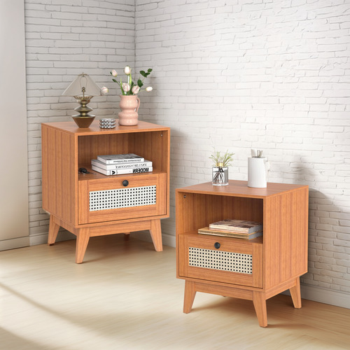 Easycom Juego De 2 Mesitas De Noche Mesa De Noche Con Cajón