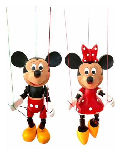Títere De Madera De Mickey Y Minnie Mouse