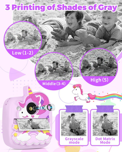Cámara Yingoot Kids Instant Print De 48 Mp Y 1080p Con Funda