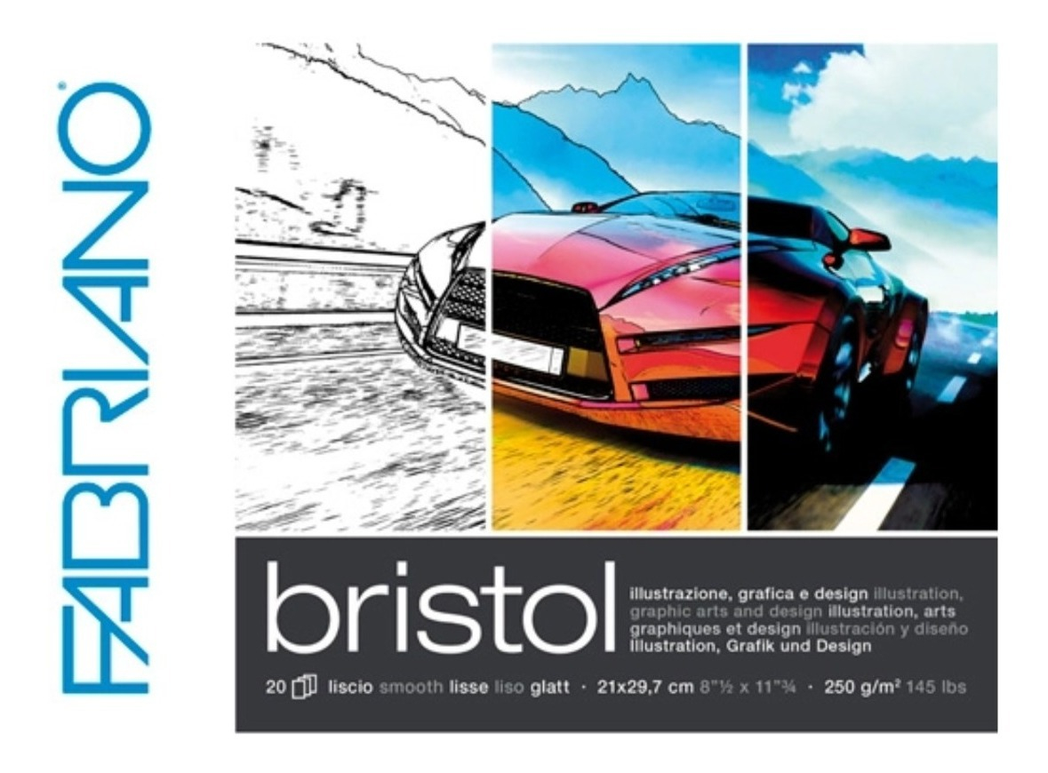Block Fabriano Bristol Ilustración Liso 250 G A4 20 Hojas 