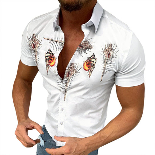 Men's Hawaiian Shirts Button Down Sort Sleeve Cotton