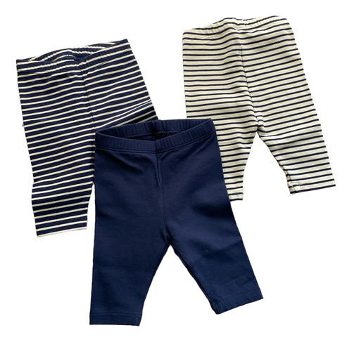 Set 3 Pantalones Bebé Niño Niña Algodón Orgánico Recién Nb