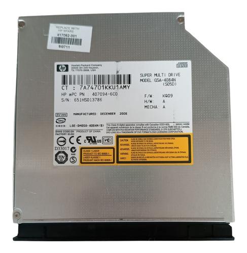 Lector De Dvd Para Laptop Hp Pavilion Dv2000 (Usado)