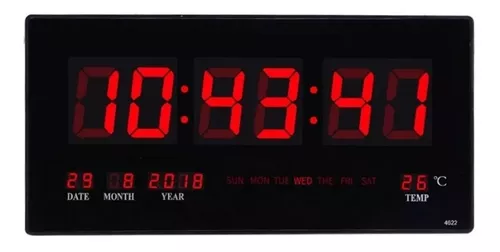 RELOJ DE PARED DIGITAL LED DE SOBREMESA FECHA TEMPERATURA DESPERTADOR JH2158