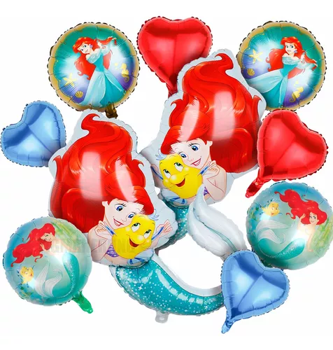 Decoración de globos de cumpleaños para niña de 1 2 3 4 5 6 7 8 y 9 años,  decoración de fiesta de cumpleaños con tema de sirena para niños y niñas