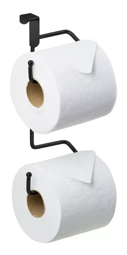 Suporte Duplo Papel Higiênico Caixa Acoplada Banheiro Lavabo Cor Preto