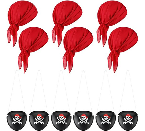 12 Piezas Suministros Pirata Halloween Bandana Cabeza Pirata