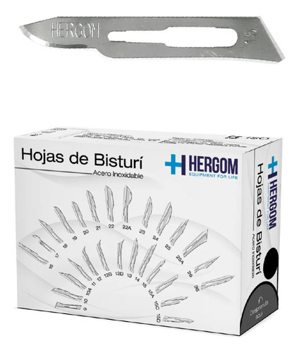 Hojas P/ Bisturí No. 15 Acero Inoxidable 100 Piezas Hergom