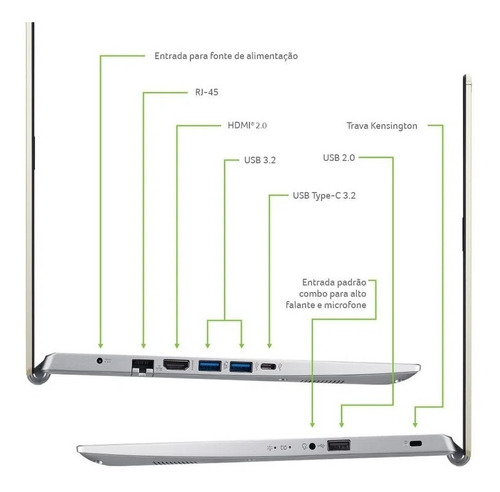 Notebook Acer A514-54-385s I3 4gb 256gb Ssd 14'' W11