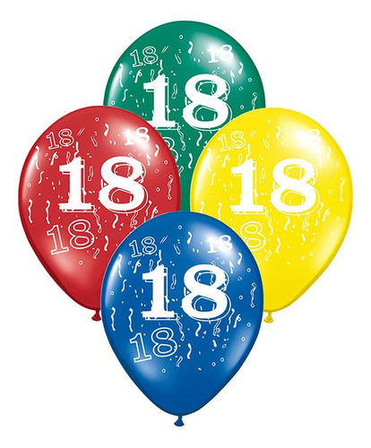 Globos Impresos De 12  Motivo Número 18 X 50 Unidades