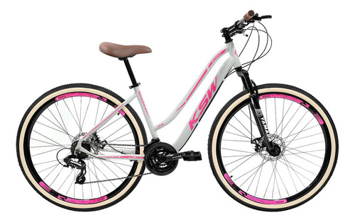 Bicicleta Aro 29 Ksw Sunny Retro 21v Freio A Disco Cor Branco/rosa