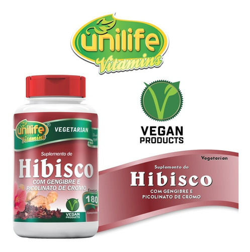 Hibisco Com Gengibre Com 180 Capsulas De 500mg - Unilife