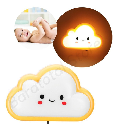 Mini Abajur De Tomada Infantil Luz De Led Nuvem Cor da estrutura Amarelo