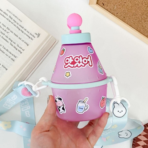 Vaso Termo Fruit Bottle Para Niño 400 Ml Con Popote Color Rosa Fruit Milk Bottle