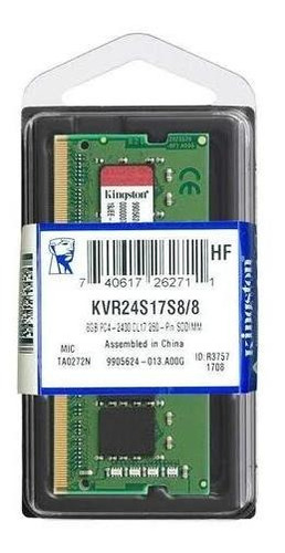 Memoria 8gb Ddr4 2400mhz Kingston Sodimm Kvr24s17s8/8