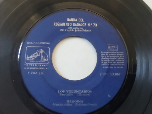 Vinilo Single De Banda Del Regimiento Jaen Himno Español(z66 (Usado)