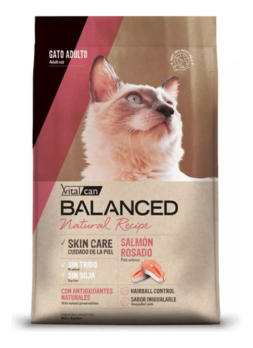 Vitalcan Balanced Natural Recipe Gato Adulto Salmon 3 Kg