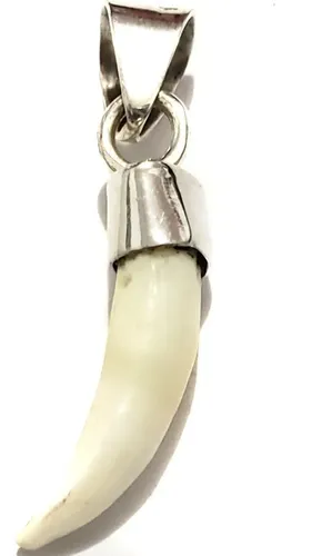 Pendentif Dent De Crocodile En Argent 925 Véritable | Fabriqué à La Main En Colombie | Bijou Ethnique Et Unique | Neuf