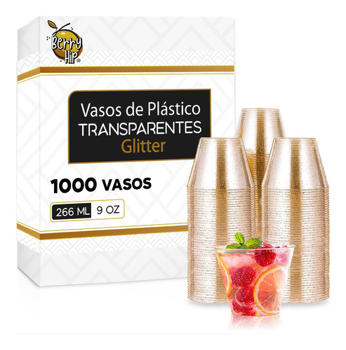 1000 Vasos Desechables De Plástico Con Glitter, Fiesta 9 Oz 