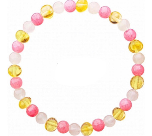 Pulsera Adulto De Ámbar Con  Cuarzo Rosa  O Amatista (19 Cm)