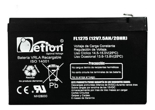 Bateria Vrla Netion 12v 7.5ah Recargable Sellada