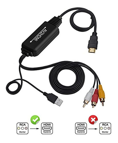 Cable Convertidor Rca A Hdmi Adaptador Av A Hdmi Cable De Ca