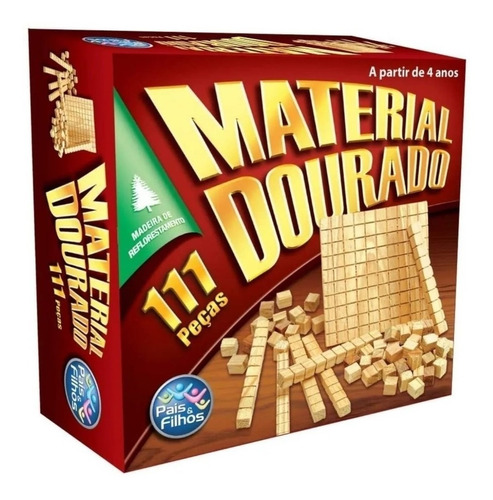 Jogo Didatico Material Dourado Madeira 111 Peças Educativo