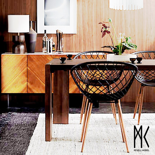 Set Mesa Redonda Eames Vidrio + 4 Sillas Plastico Negro