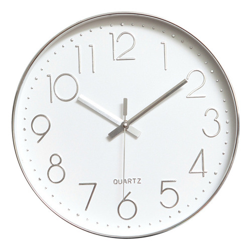 Reloj De Pared Plateado Moderno Con Temporizador De Cuarzo D