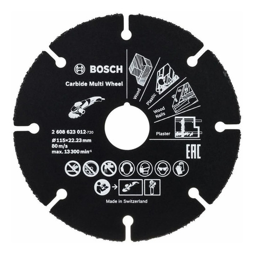Disco Amoladora Para Corte Madera Y Plástico Bosch 115 Mm