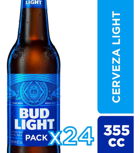 Imagen 1 de 3 de Cerveza Budlight Botellin 24 Unidades 355 Cc