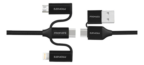 Promate Cable 6en1 Microusb-clight 1,2m iPhone Dimm Color Negro
