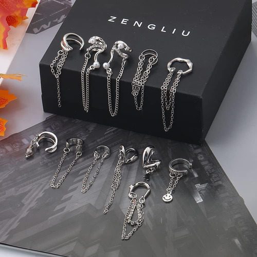 34 Piezas De Pendientes Ajustables De Oro Y Plata Para Mujer